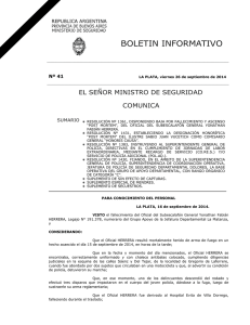 BOLETIN INFORMATIVO - Ministerio de Seguridad Provincia de