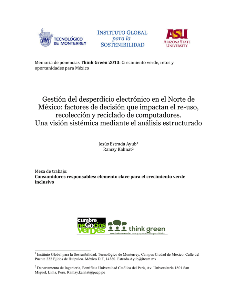 Gestión Del Desperdicio Electrónico En El Norte De México: Factores