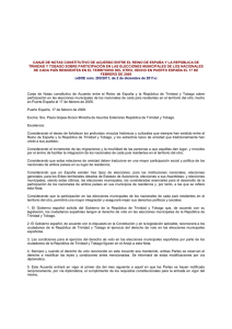 Canje de Notas constitutivo de Acuerdo entre el Reino de España y