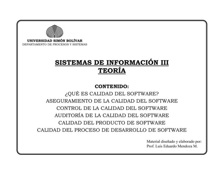 Calidad Del Software Prof usb ve 