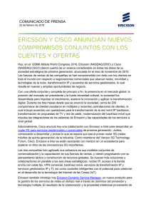 Ericsson y Cisco anuncian nuevos compromisos conjuntos con los