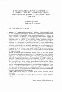 (1984-2001) Targumic Research in Spain since Pr