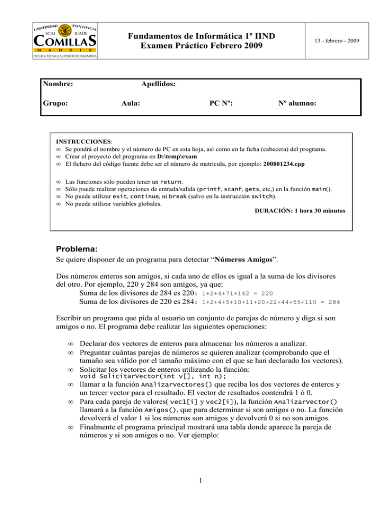 Fundamentos De Informática 1º IIND Examen Práctico Febrero