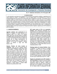 Carta informativa semanal - No. 31- 10 al 16 agosto 2009
