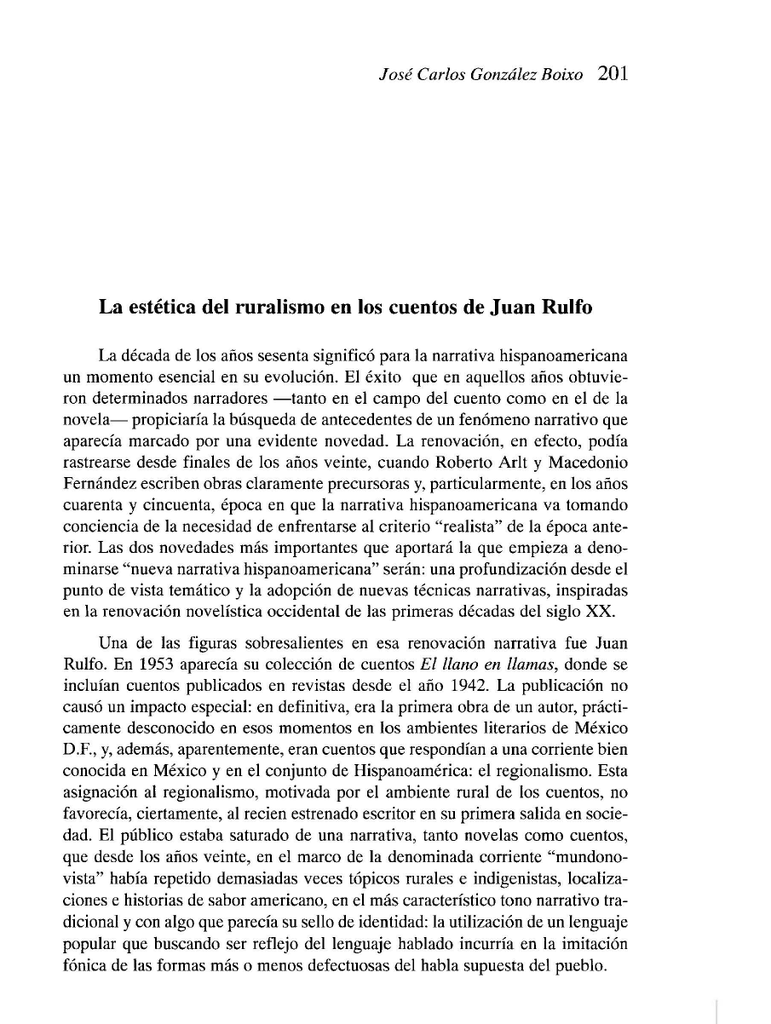 La estética del ruralismo en los cuentos de Juan Rulfo
