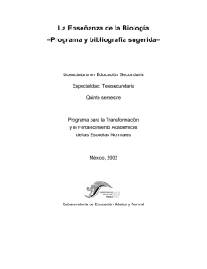 La Enseñanza de la Biología –Programa y bibliografía sugerida–