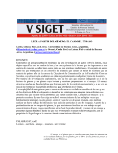 TÍTULO: Leer a partir del género: el caso del ensayo