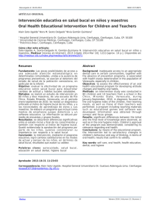 Intervención educativa en salud bucal en niños y maestros Oral