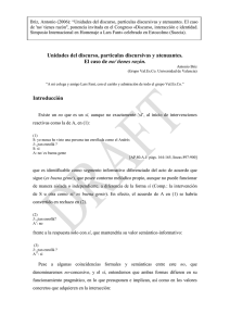 Unidades del discurso, partículas discursivas y