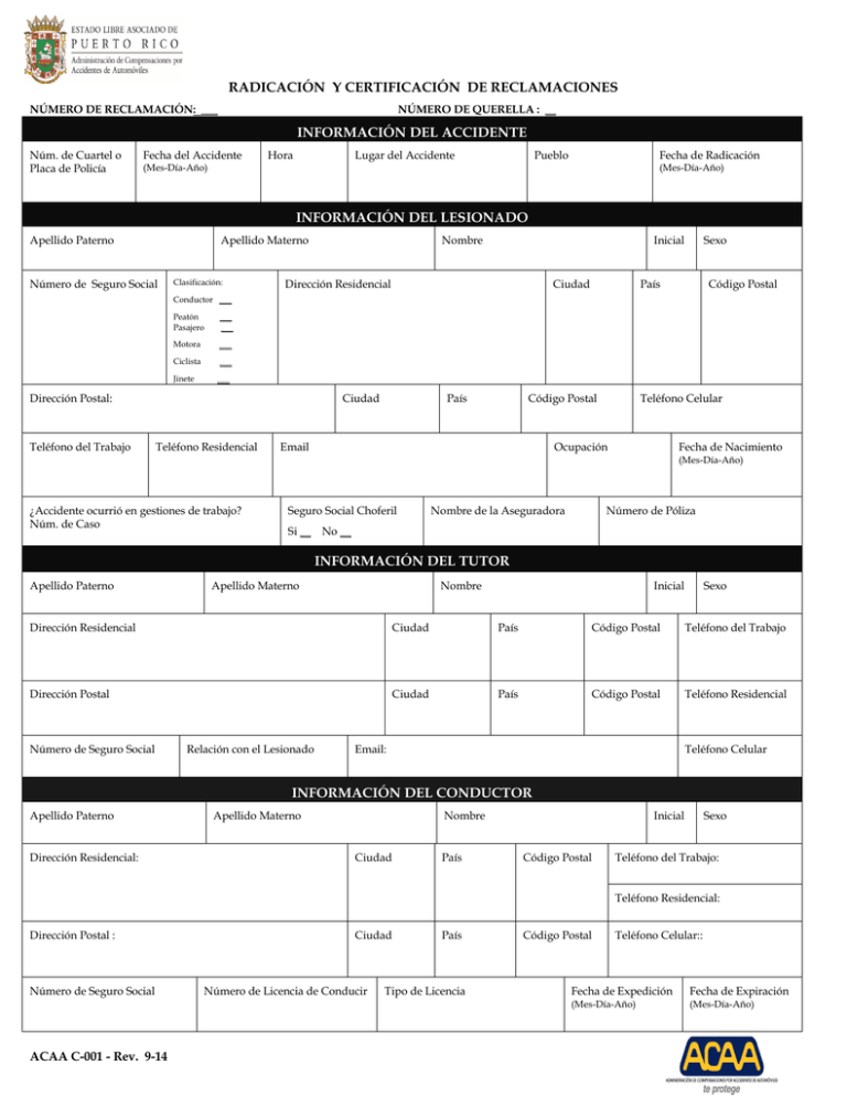 Radicación Y Certificación De Reclamaciones