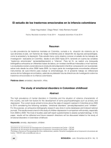 El estudio de los trastornos emocionales en la infancia colombiana