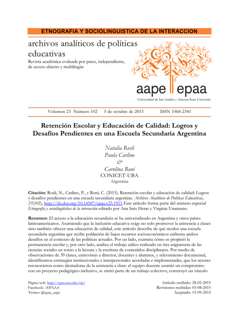 this PDF file Education Policy Analysis Archives