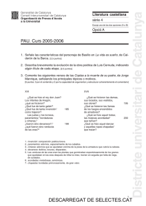 PAU. Examen literatura castellana serie 4-cas