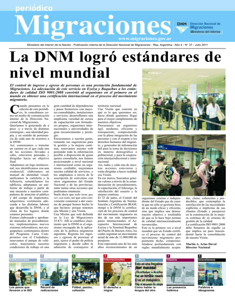 Periódico Nº 37 En PDF - Dirección Nacional De Migraciones