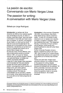 La pasion de escribir. Conversando con Mario Vargas Llosa The