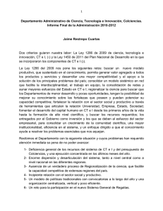 Informe Gestión Jaime Restrepo - Agosto de 2010 a