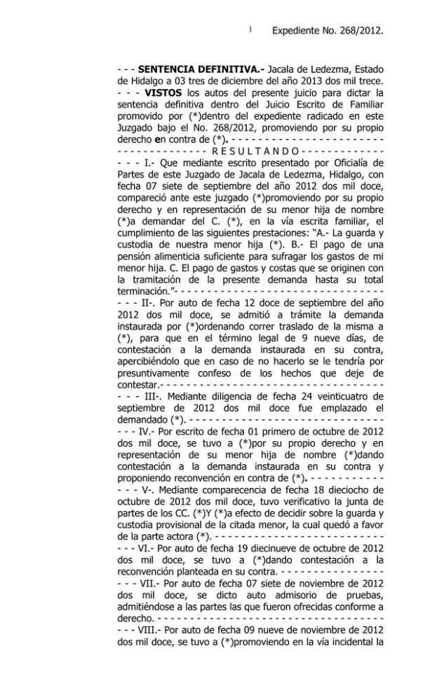 sentencia definitiva - Poder Judicial del Estado de Hidalgo