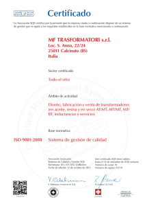 Certificado - MF TRASFORMATORI