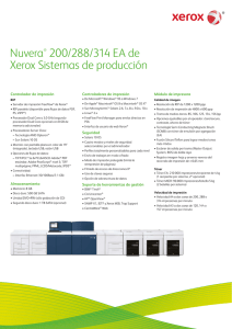 Características técnicas – Xerox Nuvera 200/288/314 EA