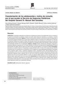 Caracterización de los adolescentes y motivo de consulta por el que