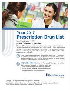 Connecticut 4 Tier Prescription Drug List, effective