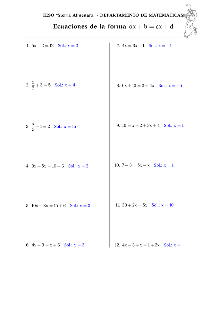 Ecuaciones De La Forma Ax B Cx D