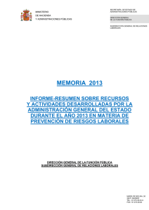 Prevención de Riesgos Laborales. Memoria 2013