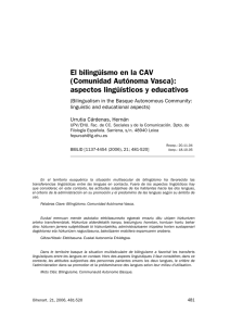 El bilingüismo en la CAV (Comunidad Autónoma Vasca): aspectos
