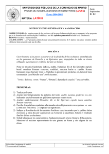 Examen de selectividad de Latín II, junio,curso 2004 / 2005