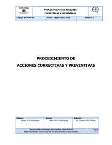 procedimiento de acciones correctivas y preventivas - CIQ
