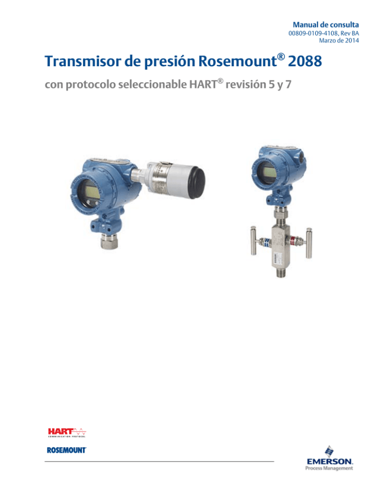 Transmisor De Presión Rosemount® 2088 Con Protocolo