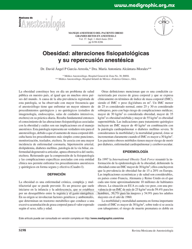 Obesidad: Alteraciones Fisiopatológicas Y Su