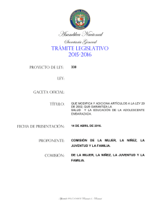 Proyecto de Ley NO.330 - Asamblea Nacional de Panamá