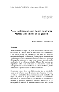 Antecedentes del Banco Central en México y los inicios de su gestión.