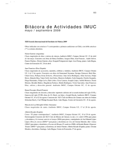 Bitácora de Actividades IMUC - Pontificia Universidad Católica de