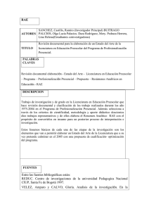 RAE: Estado del Arte en Educaci&oacute;n Preescolar - Profesionalizaci&oacute;n
