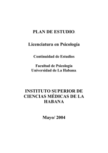 Plan de estudio de la Carrera de Licenciatura en Psicología