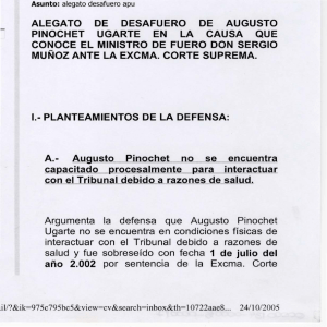 ALEGATO DE DESAFUERO DE AUGUSTO PINOCHET UGARTE