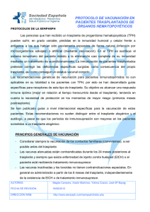 protocolo de vacunación en pacientes trasplantados de