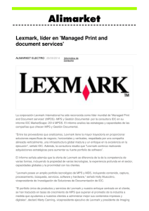 Lexmark, líder en `Managed Print and document services`