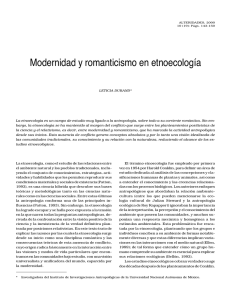 Modernidad y romanticismo en etnoecología