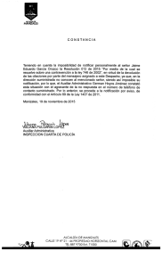 CONSTANCIA Teniendo en cuenta la imposibilidad de notificar