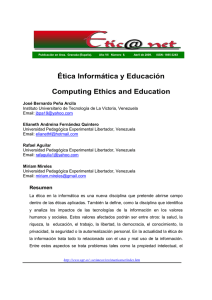 Ética Informática y Educación Computing Ethics and Education