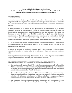 Declaración de la Alianza Regional por la Libre de la Expresión e