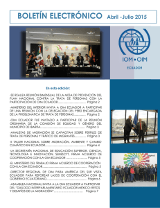 IOM Ecuador Quarterly Newsletter April to July 2015 (Spanish)