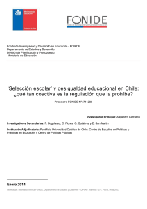 `Selección escolar` y desigualdad educacional en Chile: ¿qué tan