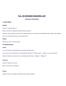 ma in spanish reading list - Department of Modern Languages