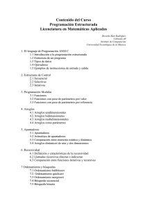 Contenido del Curso Programación Estructurada Licenciatura en