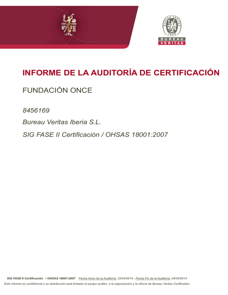 Informe De La Auditoría De Certificación