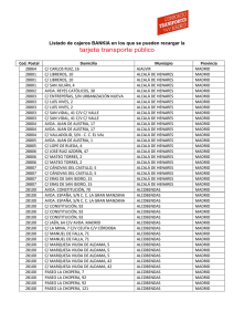 Cajeros de Bankia que recargan la TTP (sólo municipios)